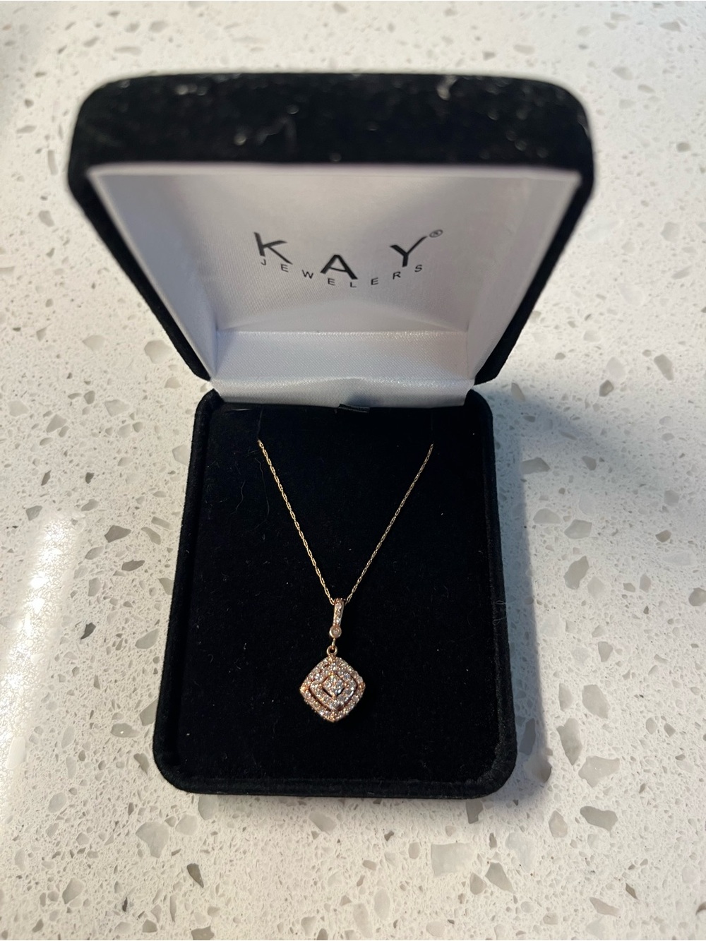 Kay Jewelers Rose Gold Diamond Halo Pendant Necklace
